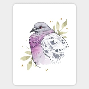 Purple Watercolor Pigeon Magnet